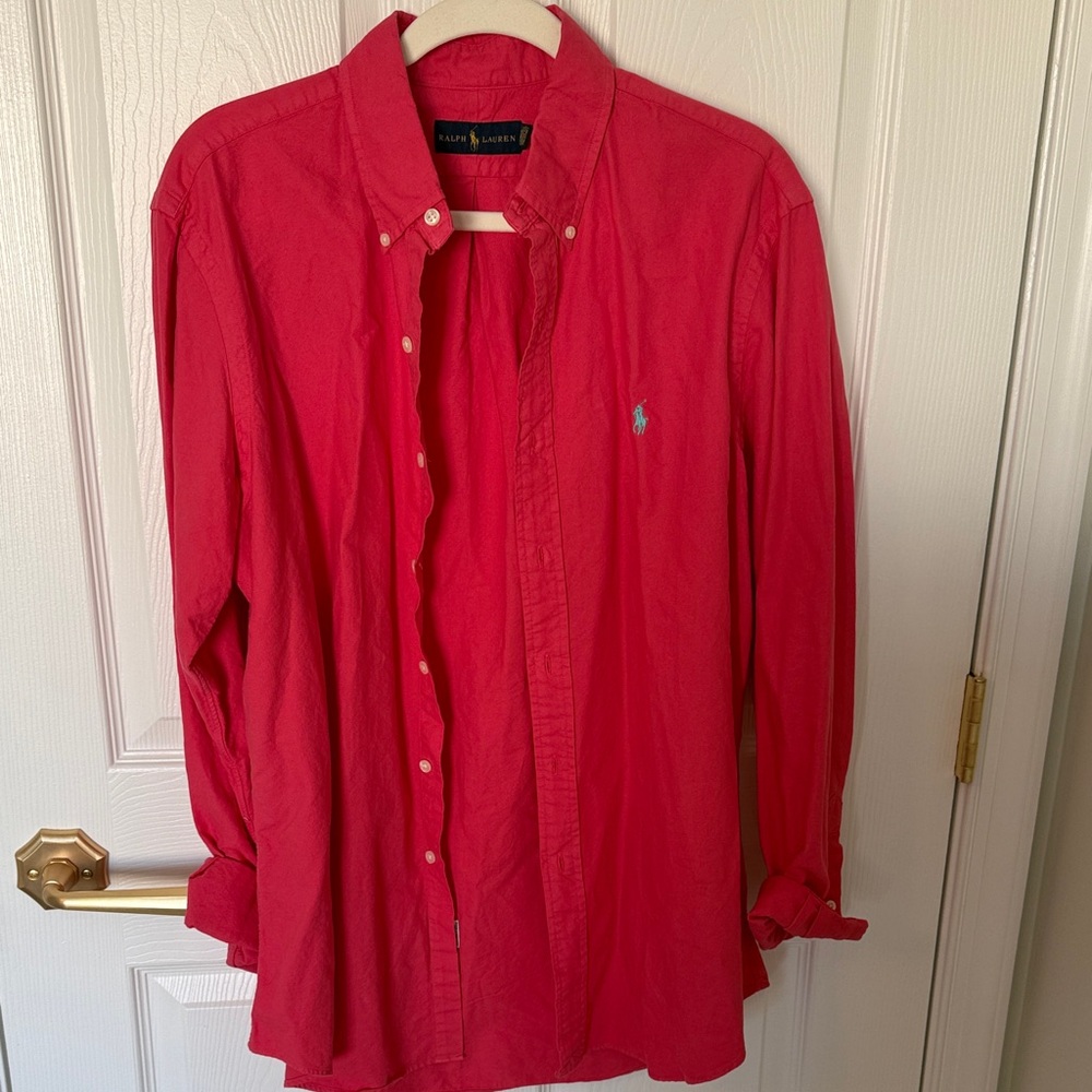 Ralph Lauren Men's Vibrant Red Button Down Shirt